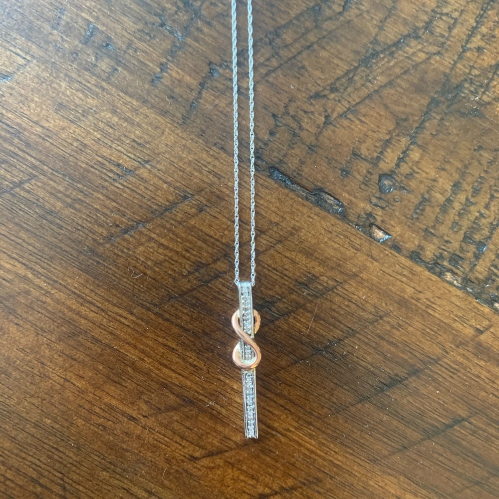 Diamond Infinity Bar, 10K Two-Tone Gold